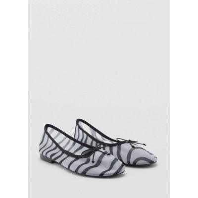 Ballerines en maille filet imprimé animal MANGO