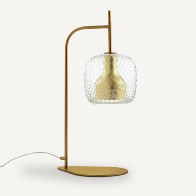 Tischlampe Mistinguett, Messing und ziseliertes Glas AM.PM