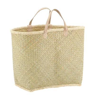 Cabas en palmier naturel tressé avec poignées cuir AUBRY GASPARD