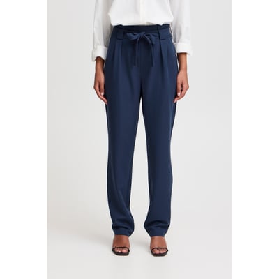 Pantalon taille paperbag, coupe droite ICHI