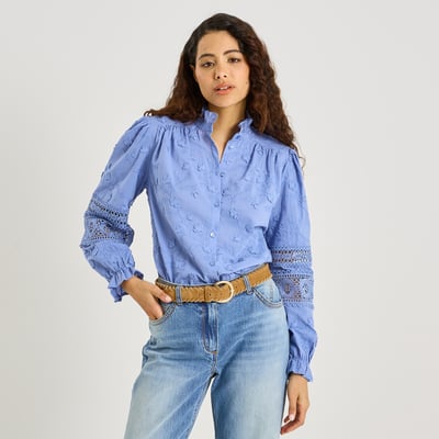 Chemise brodée détails ajourés GRAIN DE MALICE