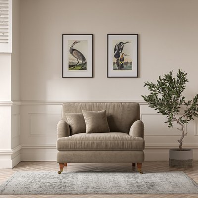 Emeline Velvet Snuggle Chair with Antique Castor Legs SO'HOME