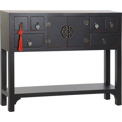 Console d'entrée noire esprit oriental avec rangements élégants RECOLLECTION