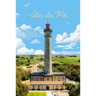 Tableau Sur Toile Illustration Phare Baleine CEANOTHE