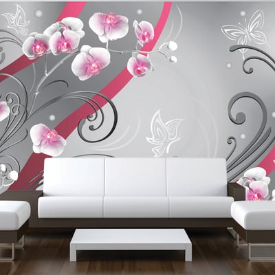 Papier peint intissé panoramique Pink orchids - variation EDEN