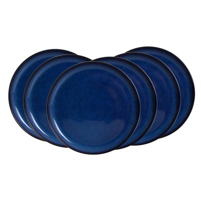 Lot de 6 grandes assiettes, BLUE MOON ARTIME