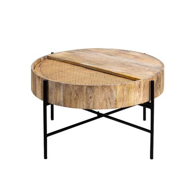 Table basse ronde en bois et en cannage  LUCIE MADE IN MEUBLES 