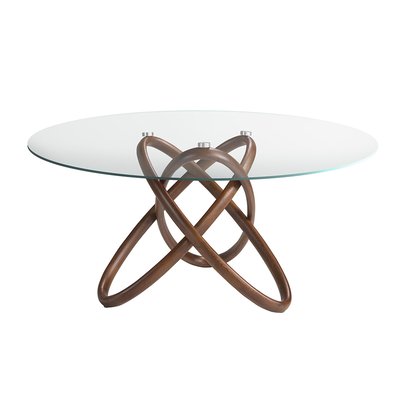 Table à manger en verre trempé et noyer ANGEL CERDA