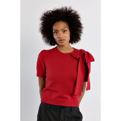 T-shirt en maille manches courtes avec nœud LILI SIDONIO