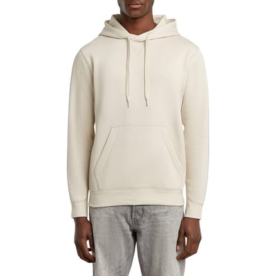Sweat à capuche blanc uni avec une coupe droite et une poche kangourou G-Star RAW