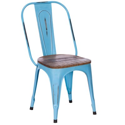 Chaise en métal bleu style industriel (lot de 2) LEEDS PIER IMPORT