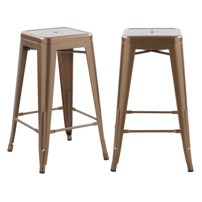Lot de 2 tabourets pour îlot central 66 cm en métal mat - INDUS MAISON PAVANE