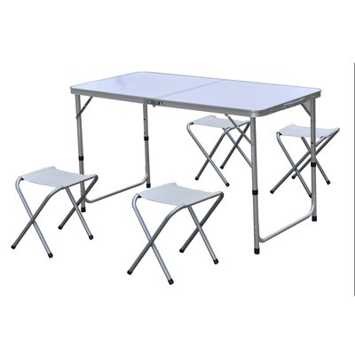 Table pliante d'extérieur et ses 4 tabourets TOILINUX