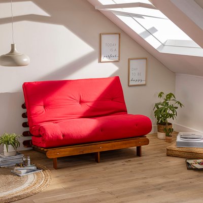 Ensemble matelas futon en coton et structure en bois massif noisette TERRE DE NUIT