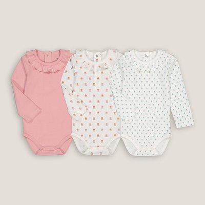 Lote de 3 bodies manga larga con cuello volante LA REDOUTE COLLECTIONS