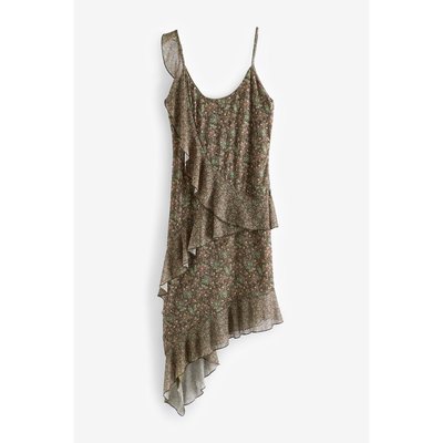 Robe caraco mini courte asymétrique à volants NEXT