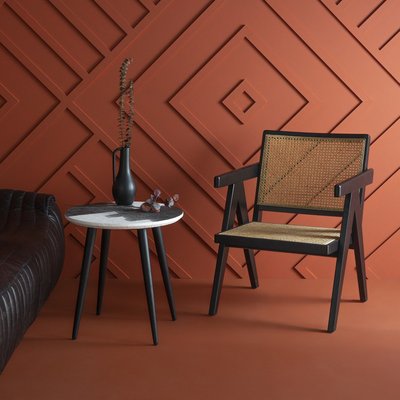 Fauteuil noir et rotin - VILLA SIGNATURE
