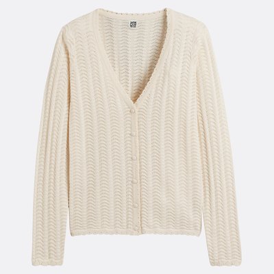 Fine Knit Buttoned Cardigan with V-Neck LA REDOUTE COLLECTIONS