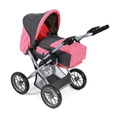Poussette combinée pour poupée LENI, anthracite - rose BAYER CHIC 2000
