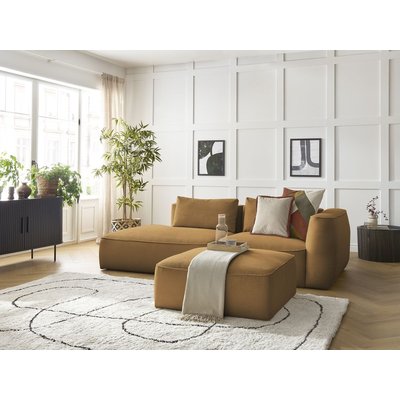 Canapé droit fixe 4 places en velours côtelé avec pouf, LEOPOLD BOBOCHIC