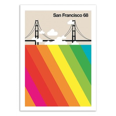 Affiche d’art et cadre noir 50 x 70 cm - San Francisco 68 - Bo Lundberg WALL EDITIONS