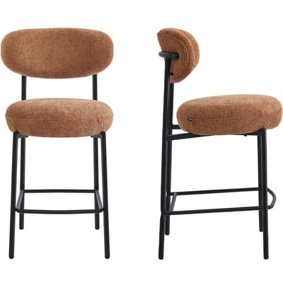 Lot de 2 tabourets de bar en tissu chenille - ORLA HOMIFAB