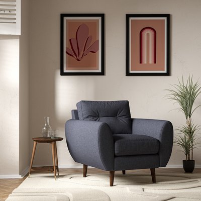 Ada Scandi Buttoned Soft Brushed Armchair with Dark Wood Legs SO'HOME