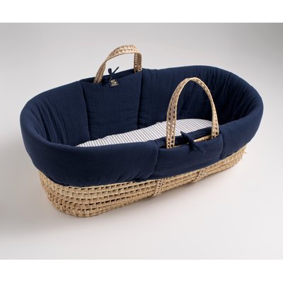Couffin bébé en fibres naturelles avec habillage tissu SAUTHON