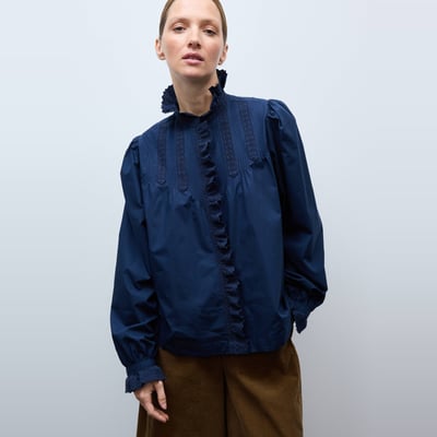 Chemise manches longues brodée en coton MONOPRIX