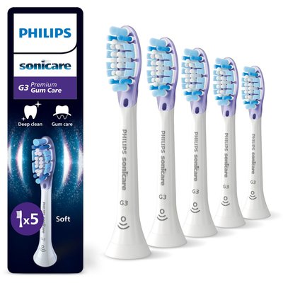 Brossette dentaire Sonicare lot de 5 - HX9055/87 white Gum Care- soin des gencives G3 PHILIPS
