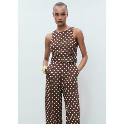 Combinaison lin à pois ceinture MANGO