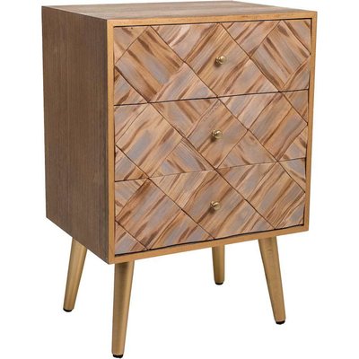 Table de chevet en bois paulownia avec trois tiroirs élégants RECOLLECTION