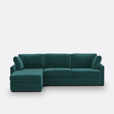 Canapé d'angle, convertible, 4 places, en velours, mousse Premium HR, TIMOR LA REDOUTE INTERIEURS