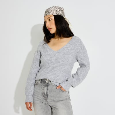Pull col V motifs chevrons GRAIN DE MALICE