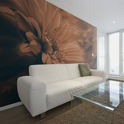 Papier peint intissé panoramique Fleurs Gerbera in bronze EDEN