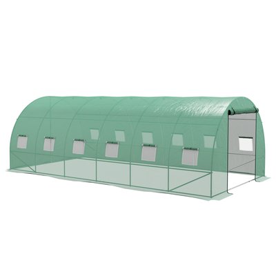 Serre de jardin tunnel 18 m² système d'arrosage intégré vert OUTSUNNY