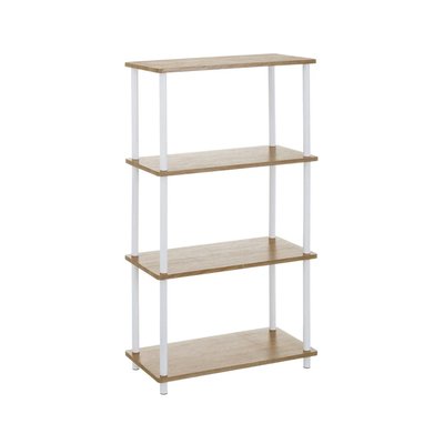 Étagère 4 plateaux en bois et métal blanc - 60x30x110cm WADIGA