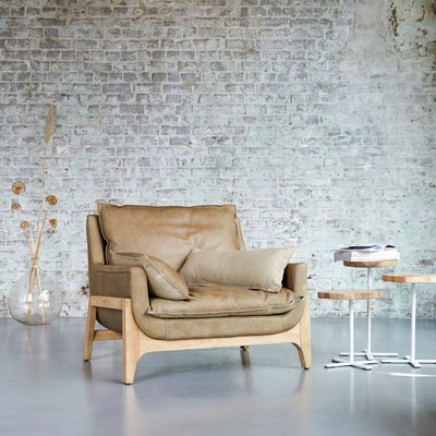Fauteuil en chêne massif et cuir Cheyenne WOODNEST TIKAMOON