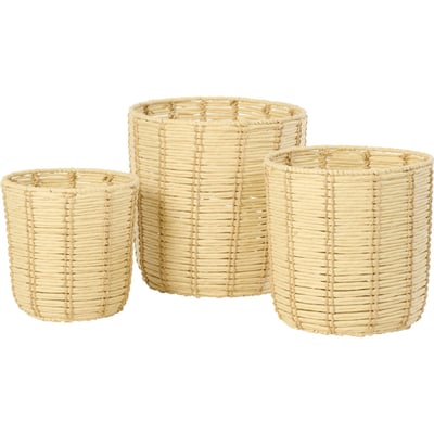 Lot de 3 paniers ronds en métal, Fait main RECOLLECTION
