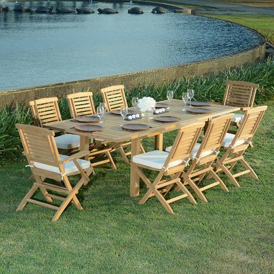 Salon de jardin teck massif Almeria, 8 places TECK ATTITUDE