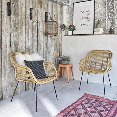 Lot de 2 chaises en rotin et métal  BOHEMA BERAH GETAH