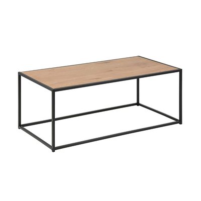 Table basse rectangulaire en acier et MDF effet chêne, DENVER OVIALA