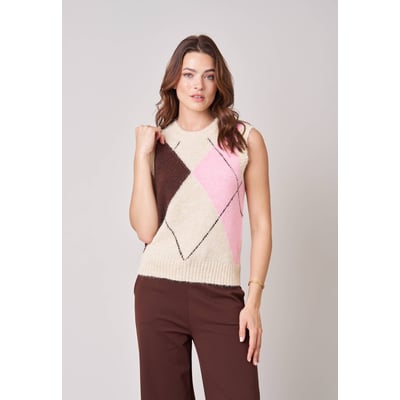 Pull sans manches femme motif losanges BERLIE DEELUXE