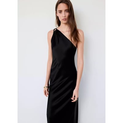 Robe satinée à bretelles perles MANGO