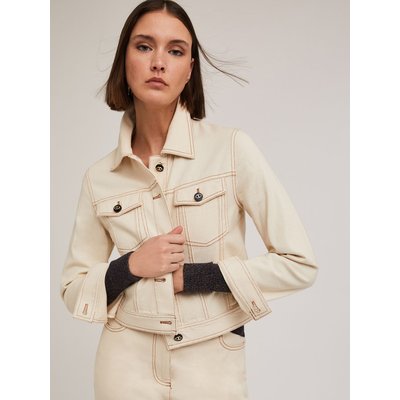Veste en DRILL mélangé de coton stretch avec surpiqûres de couleur contrastante MOTIVI