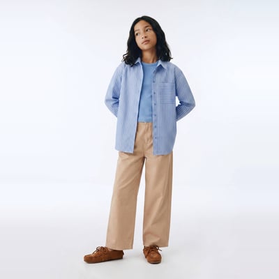 Pantalon uni à pinces en coton MONOPRIX