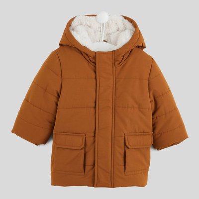 Parka à capuche chaude unie, rembourrage en polyester recyclé. BOUT'CHOU