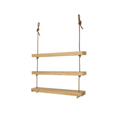 Étagère murale en bois massif olive 3 étagères 100 cm - MAKEMBA HANNUN