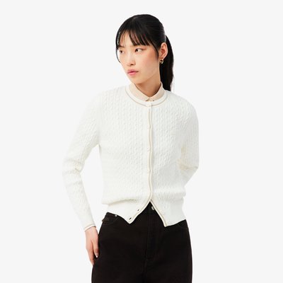 Cardigan maille torsadée rayures LACOSTE