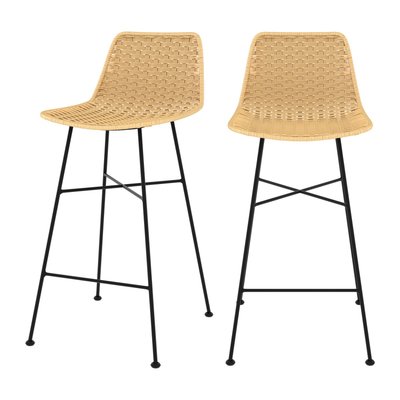 Lot de 2 chaises pour îlot central 65,5 cm en rotin - MARA RENDEZ-VOUS DÉCO